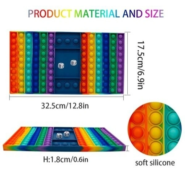  Big PopFidget Popit  Rainbow Colour Jumbo Popit with 2 Dice For 2 Players above age 3+ Board Game 