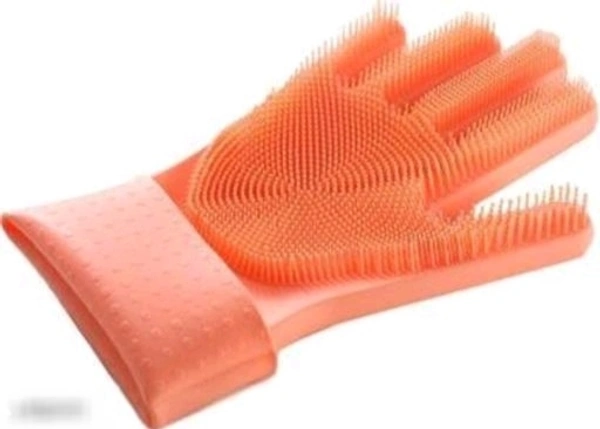 Magic Washing Dish /Cleaning Washing Gloves,Silicon Cleaning Gloves,Silicon Hand Gloves for kitchen/Bathroom/Car Cleaning - orange