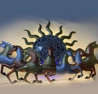Yanoworld Seven Running horse with Sun ray Wall Decor/Wall /Wall Hanging 