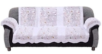 Reversable Cotton 5 Seater Sofa Cover With 6 Pieces Arms cover And 1 Center Table Cover Use Both Side, Living Room, Drawing Room, Bedroom, Guest Room (Set Of17, White) - Floral  Printed White