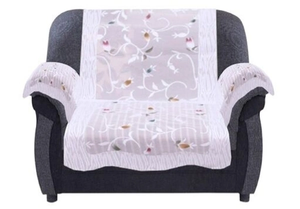 Reversable Cotton 5 Seater Sofa Cover With 6 Pieces Arms cover And 1 Center Table Cover Use Both Side, Living Room, Drawing Room, Bedroom, Guest Room (Set Of17, White) - Floral  Printed White