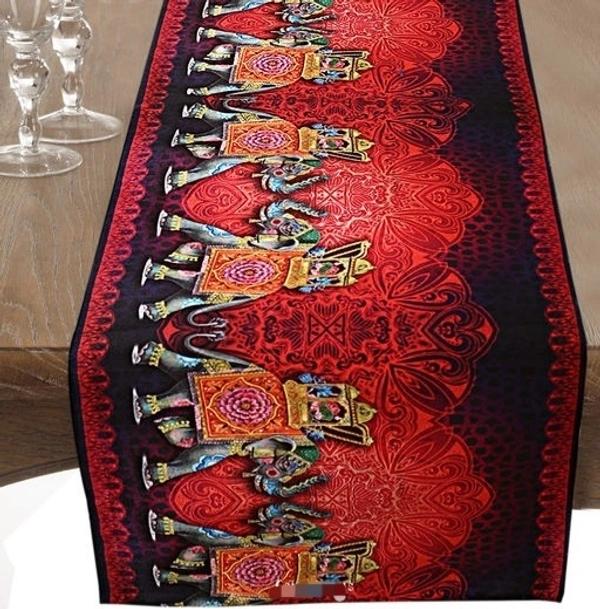 BILberry Furnishing Cotton Rajasthani  Printed Multicolour Fabric  6 seater 72inch×12 inch Table Runner - Red