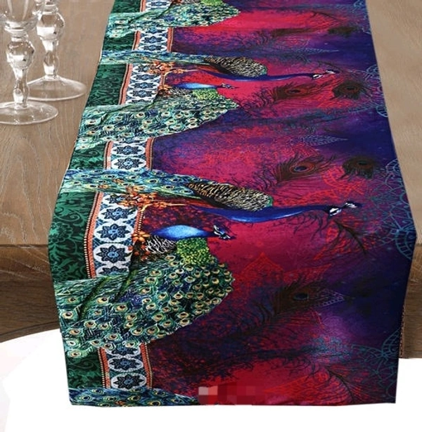 BILberry Furnishing Cotton Rajasthani  Printed Multicolour Fabric  6 seater 72inch×12 inch Table Runner - Purple