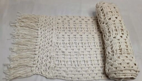 Hand Woven Macrame Bohemian Table Runner, Table Bed Tapestry with Tassels, Home Decor for Wedding Party 6 Seater 13 inch × 80 inch