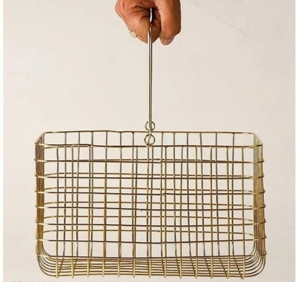KB Handicraft Rectangle Metal Copper  Witoutlid Fruit/Vegetable/Kitchen  Organizers Copper colour Basket   Basket For Kitchen  Living Room 