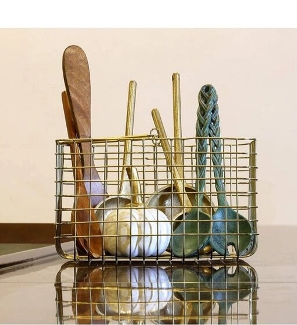 KB Handicraft Rectangle Metal Copper  Witoutlid Fruit/Vegetable/Kitchen  Organizers Copper colour Basket   Basket For Kitchen  Living Room 