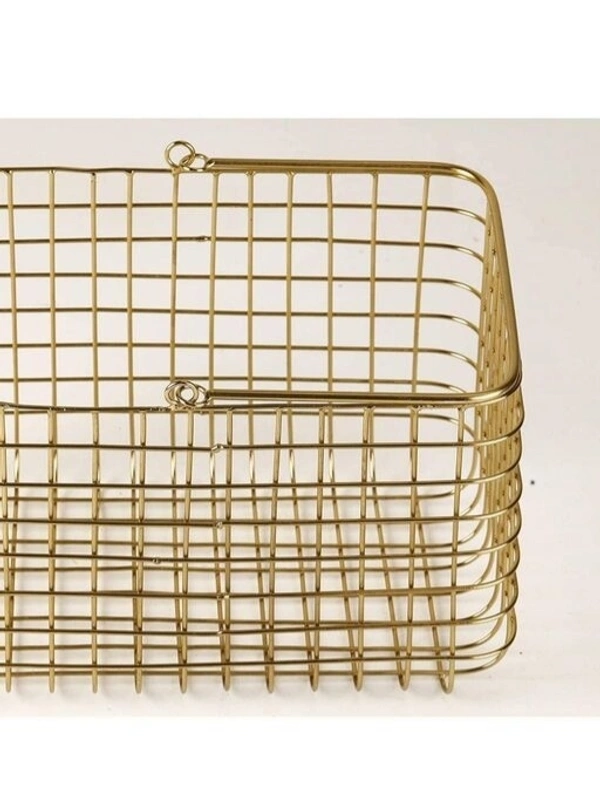 KB Handicraft Rectangle Metal Copper  Witoutlid Fruit/Vegetable/Kitchen  Organizers Copper colour Basket   Basket For Kitchen  Living Room 