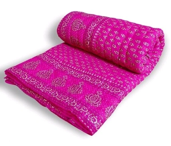 Rajasthani Organic Cotton Singlebed Jaipuri Ac Quilt/Razai  - Yellow