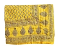 Rajasthani Organic Cotton Singlebed Jaipuri Ac Quilt/Razai  - Yellow