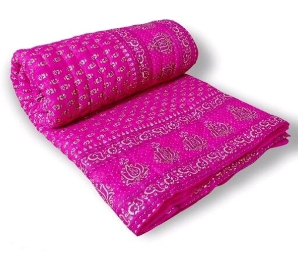 Rajasthani Organic Cotton Singlebed Jaipuri Ac Quilt/Razai  - Pink