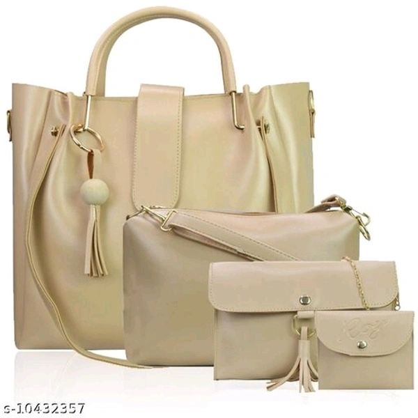  PU Meterial Embellished  Fancy Women Handbag  Sets - PU, 2, Handbags, Cream