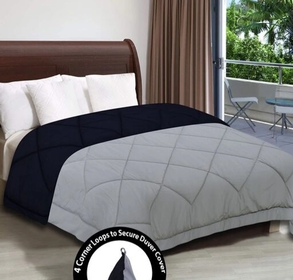 GSM Royal Reversible Single Bed AC Comforter / Duvet/ Rajai/ Quilt/ Dohar 60×90 inch(Blue & Gray) - Blac & Gray