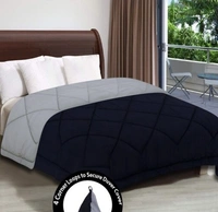 GSM Royal Reversible Single Bed AC Comforter / Duvet/ Rajai/ Quilt/ Dohar 60×90 inch(Blue & Gray) - Blac & Gray