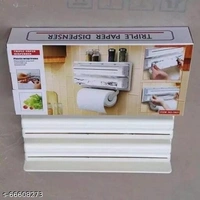 Kitchen Triple Paper Dispenser and  Kitchen  Tissue Holder /Cling Wrap 3 In 1 Modern Kitchen Roll Dispencer - Holder