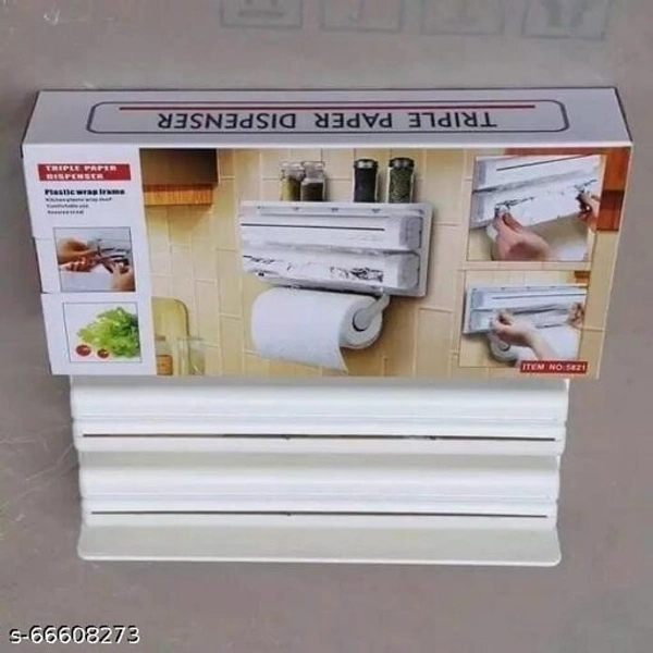  Kitchen Triple Paper Dispenser and  Kitchen  Tissue Holder /Cling Wrap 3 In 1 Modern Kitchen Roll Dispencer - Holder