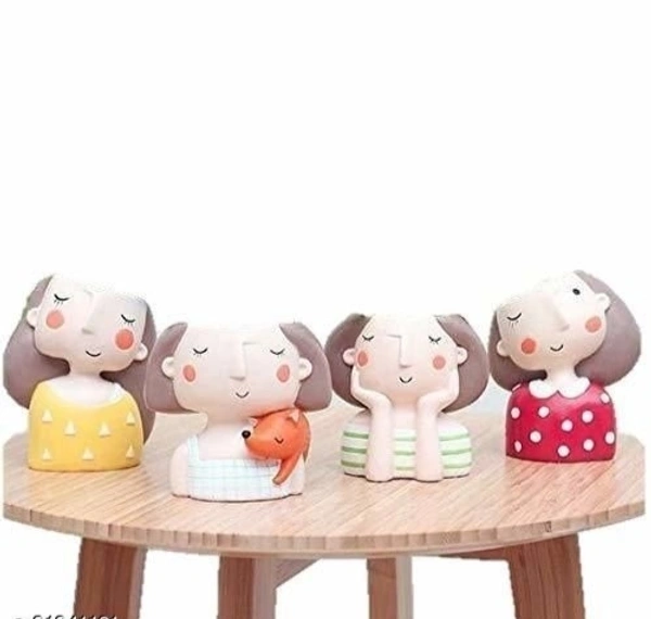 Handmade cute Ressin with Design of 4 Gang of Girls pot planter /Design Multipurpose pot For Home Decor Garden  - pack of 4