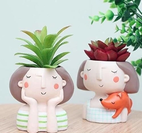 Handmade cute Ressin with Design of 4 Gang of Girls pot planter /Design Multipurpose pot For Home Decor Garden  - Pack of 2