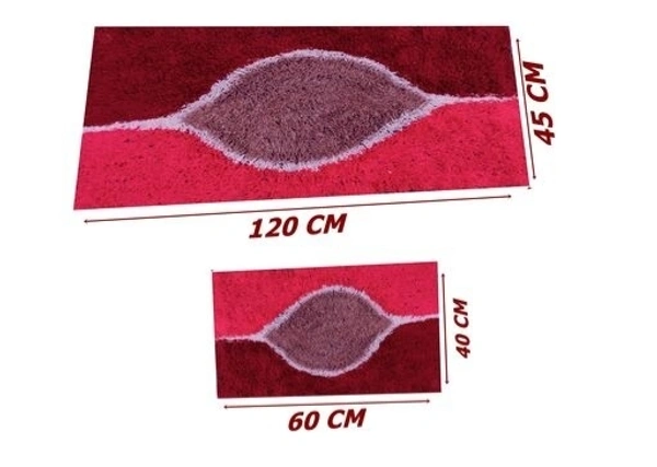 Cotton Antislip  Floor Rug for bedroom /Kitchen /Bed side Runner Pack of  2 pcs  - Red