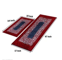 Cotton Antislip  Floor Rug for bedroom /Kitchen /Bed side Runner Pack of  2 pcs  - Marron