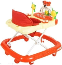  Adjustable Ultra Soft Seat  Cycle Baby Musical Walker With toy  Panda Bar Rattles For Upto 24 Months Kids [Orange]