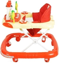  Adjustable Ultra Soft Seat  Cycle Baby Musical Walker With toy  Panda Bar Rattles For Upto 24 Months Kids [Orange]