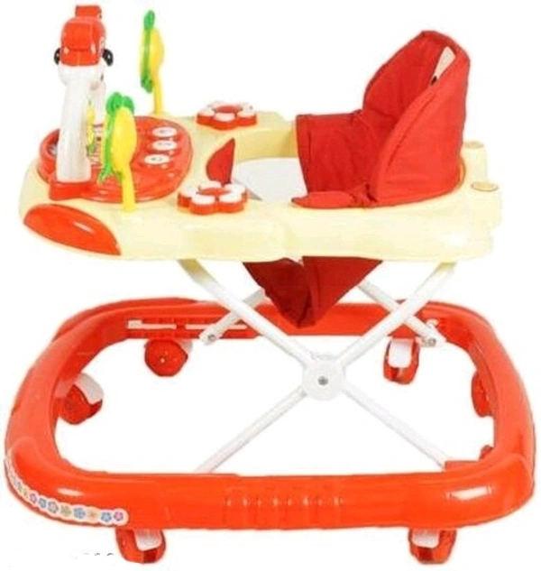  Adjustable Ultra Soft Seat  Cycle Baby Musical Walker With toy  Panda Bar Rattles For Upto 24 Months Kids [Orange]