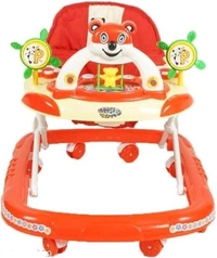  Adjustable Ultra Soft Seat  Cycle Baby Musical Walker With toy  Panda Bar Rattles For Upto 24 Months Kids [Orange]