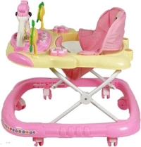 Adjustable  Ultra Soft Seat Cycle Baby Walker With Musical toy Bar Rattles and Activity Toy Panda in pink Colour - 