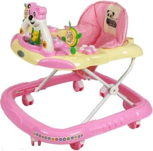 Adjustable  Ultra Soft Seat Cycle Baby Walker With Musical toy Bar Rattles and Activity Toy Panda in pink Colour - 