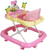 Adjustable  Ultra Soft Seat Cycle Baby Walker With Musical toy Bar Rattles and Activity Toy Panda in pink Colour - 