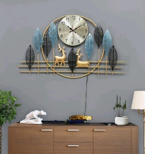 Metal Dear Wall Clock with LED Light 42 inch long for Living room/Office /Guest Room suitable for all Purpose 