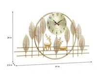 Metal Golden Dear Wall Clock with LED Light 42 inch long for Living room/Office /Guest Room suitable for all Purpose 