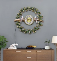 Fancy Metal  2 birds Circle Wall Clockwoth LED   30 inch long for Living  room/Office for all Purpose 