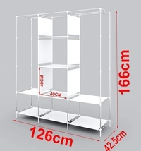 Non Woven Collapse Wardrobe 8 Shelf 3 Doors portable Folding Cabinet  - Gray