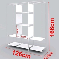 8 Shelf Non Woven Collapsible Wardrobe 3 Doors portable Folding Cabinet  - Blue