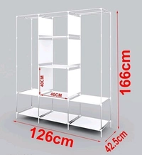Non Woven Collapse Wardrobe 8 Shelf 3 Doors portable Folding Cabinet  - Blue