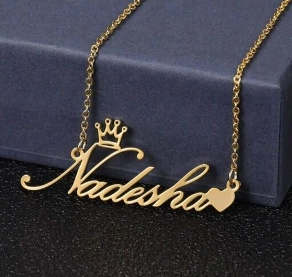 R.S Store Customized   Gold  plated Personalized Customized Pendant Chain Necklace For Women /Girls - Crown