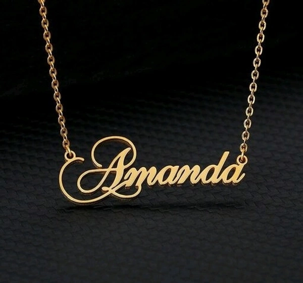 R.S Store Customized   Gold  plated Personalized Customized Pendant Chain Necklace For Women /Girls - cursive 