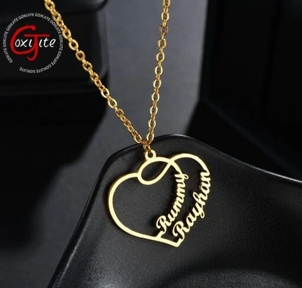 Customized  Non Adjustable Gold Plated Personalized Customized Pendant Chain Necklace For Women and ladies  - Heart