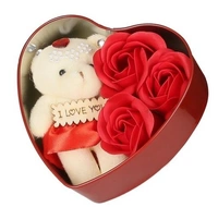 Roses and TeddyBear with  Heart Shape Beautiful Box perfect Valentin  Gift for His/Her ,Kids, Parents For Everyone - RED