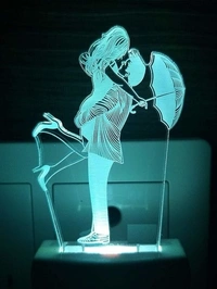 Love Couple with 3D Illusion Night Lamp fir Home Decoration For Bed Room Decoration lightning Gifts Perfect for Valentine/Girl Friend /Boy Friend - love Couple with Umbrella 