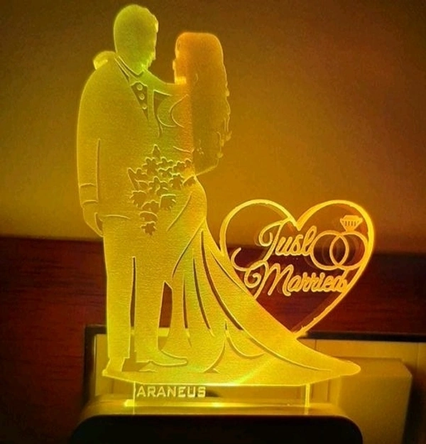 Love Couple with 3D Illusion Night Lamp fir Home Decoration For Bed Room Decoration lightning Gifts Perfect for Valentine/Girl Friend /Boy Friend - Couple  with Heart