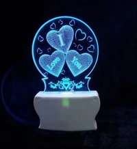 I Love  You  3D Illusion LED 7 Colour light Acryclic Light lamp For Valentine Day