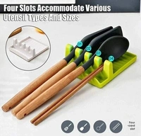 Modern Plastic Spatula / Cutlery  holder with 4 slots Spoon Rests Mat Stand Heat Resistant Cooking Spatula  Holder Tray