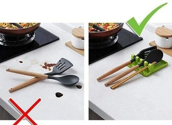 Modern Plastic Spatula / Cutlery  holder with 4 slots Spoon Rests Mat Stand Heat Resistant Cooking Spatula  Holder Tray