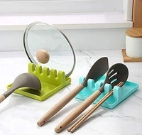 Modern Plastic Spatula / Cutlery  holder with 4 slots Spoon Rests Mat Stand Heat Resistant Cooking Spatula  Holder Tray