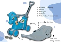 2 IN 1 Horse Ride -on Musical  Toy Rockers for Kids 1-5 YRS  - Blue
