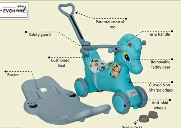DLX Horse Ride -on Musical  Toy Rockers for Kids Rockers Indoors and Outdoors - Sea Green 