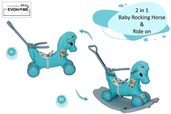 DLX Horse Ride -on Musical  Toy Rockers for Kids Rockers Indoors and Outdoors - Sea Green 