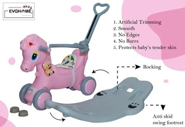 DLX Horse Ride -on Musical  Toy Rockers for Kids Rockers Indoors and Outdoors - Pink